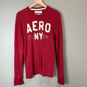 Aeropostale Red Ribbed Collar Shirt Size Large‎